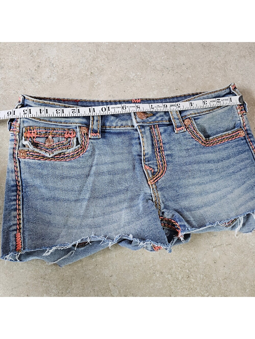 True Religion Joey Cut-Off Low Rise Denim Shorts Size 28 - Picture 2 of 6